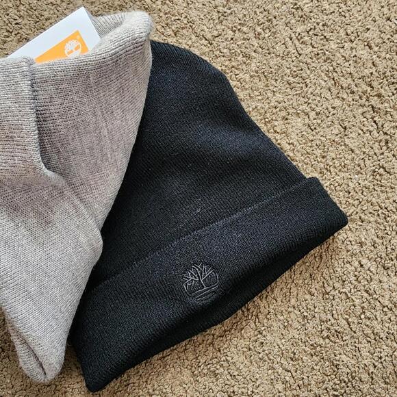 2 Pair Tan/Black Beanies, Men's O/S